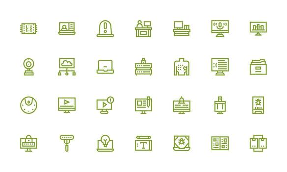 Computer featuring 28 Icons in Bold Line Design Neat Icon Set vector