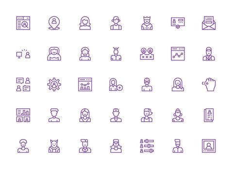 35 Icons for User in Regular Clean Line Format Scalable Icons for All Themes vector