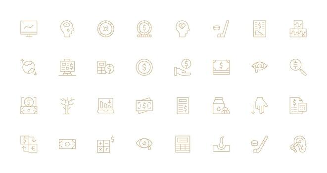 32 Icons for Loss in Thin Line Format Sharp Icons for Presentations vector