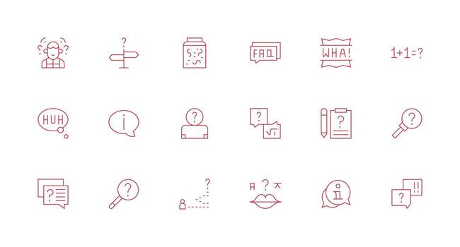 Minimal Line Style Question Mark Icons with 18 Vectors Functional Icon Series