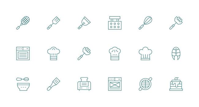 Bake featuring 18 Icons in Minimal Line Design Interface Icons for Daily Use vector