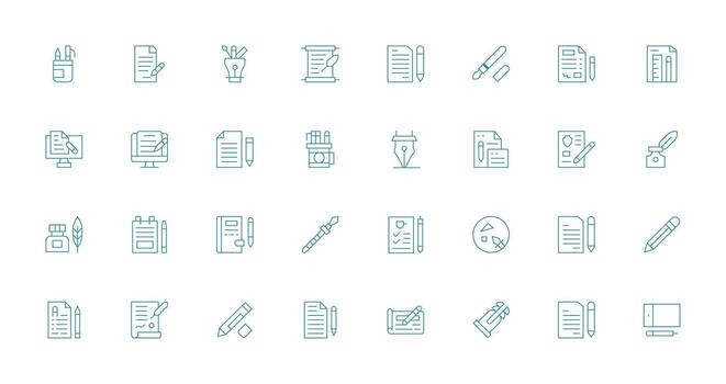 Pen including 32 Thin Line Illustrations Flexible Icon System for Web Interfaces vector
