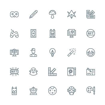 25 medio carrera contorno íconos para digital Arte gráficos completamente editable icono conjunto para web vector