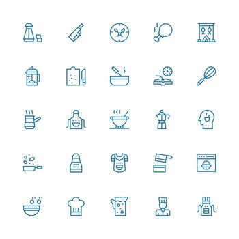 Medium Stroke Outline Style Preparation Icons with 25 Vectors Icons Built for Visual Consistency Pack