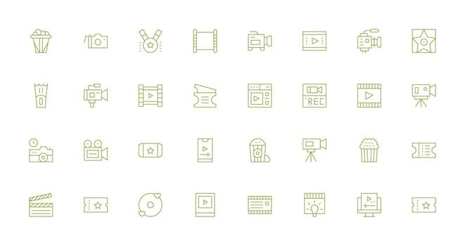 Thin Line Icons from Movie Set with 32 Vectors Icon Pack for UI
