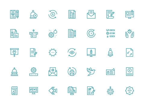 regular limpiar línea estilo actualizar íconos con 35 vectores icono conjunto para web