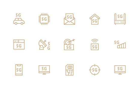 15 Regular Line Vectors for 5G Theme All Device Compatible Icon Set