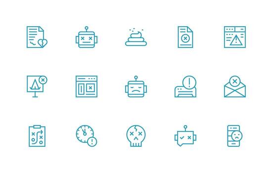 Regular Line Style Failure Icons with 15 Vectors Style Icon Set