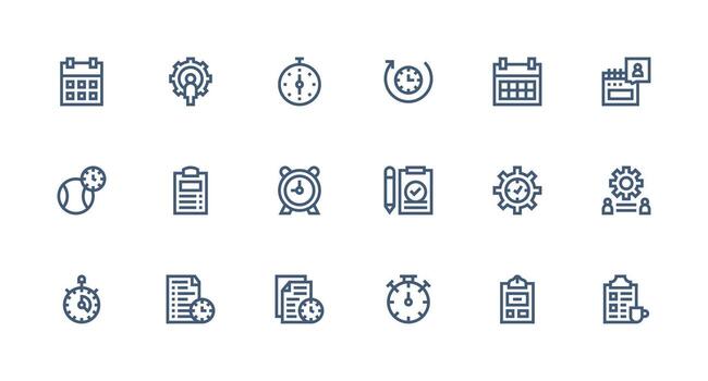 fuerte carrera línea estilo tarea administración íconos con 18 vectores monitor icono paquete