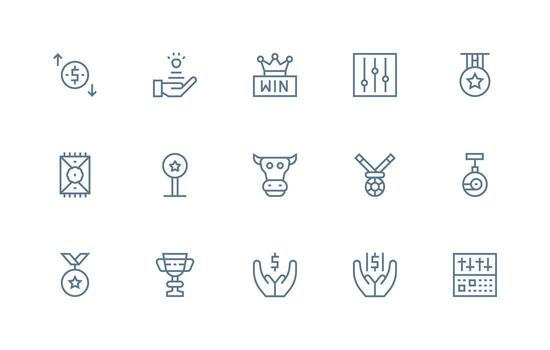 regular línea íconos desde ganancia conjunto con 15 vectores escalable íconos para multiplataforma interfaces