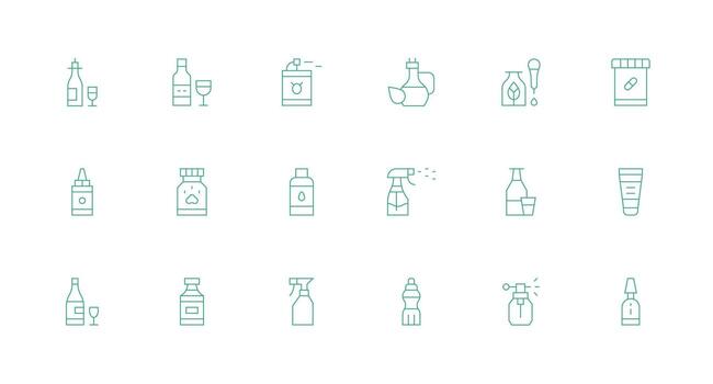 18 Minimal Line Style Icons from Bottle Collection Interface Icon Collection for Daily Projects vector