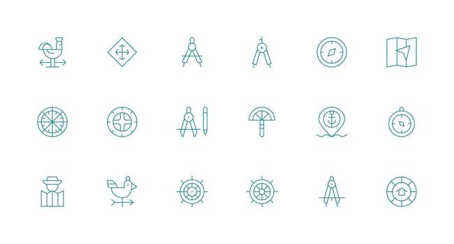 Compass Icon Collection with 18 Minimal Line Designs Responsive Icon Set for Flexible Layouts vector