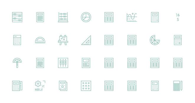 Math Visual Pack containing 32 Thin Line Icons UI-Ready Icon Collection vector