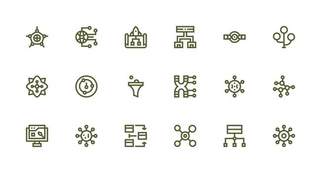 flujo de datos icono colección con 18 fuerte carrera línea diseños claro y conciso icono conjunto colección vector