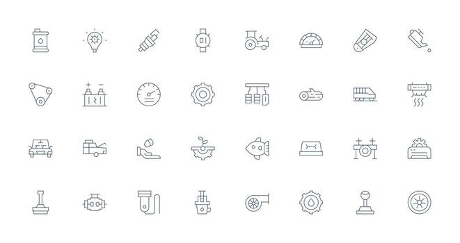 Engine featuring 32 Icons in Thin Line Design Interface Icons for Daily Use vector