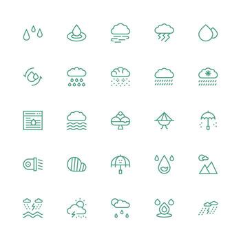 medio carrera contorno íconos desde lluvia conjunto con 25 vectores mínimo icono conjunto para interfaz proyectos