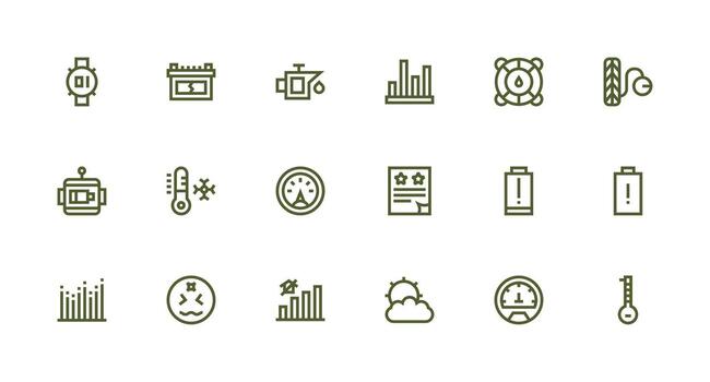 Low Icon Set with 18 Strong Stroke Line Graphics Organized Pack for Project Assets vector