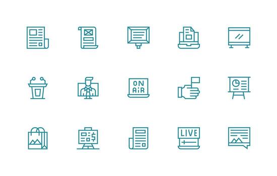 15 íconos para presentación en regular línea formato esencial íconos para rápido ui edificio vector