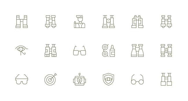 18 Minimal Line Icons for Vision Graphics Complete Icon Bundle for Web Design vector