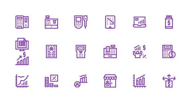 Sales Set with 18 Strong Stroke Line Icons User Interface Icons for Digital Products vector