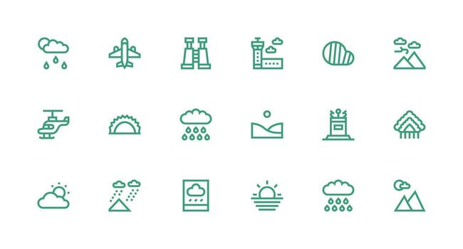 18 Icons for Sky in Strong Stroke Line Format Complete Icon Bundle for Web Design vector
