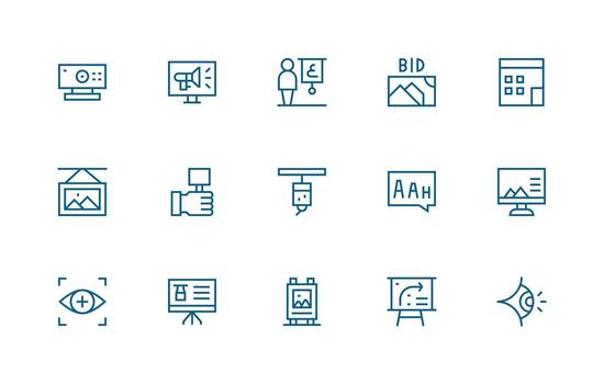 15 Regular Line Style Icons from Visual Collection Basic Icon Series vector