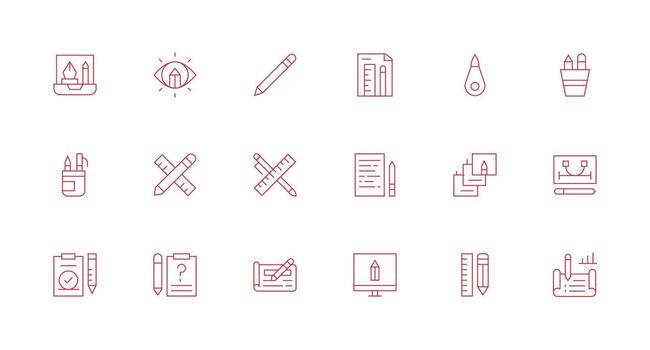 mínimo línea estilo lápiz íconos con 18 vectores ui y ux enfocado icono colección