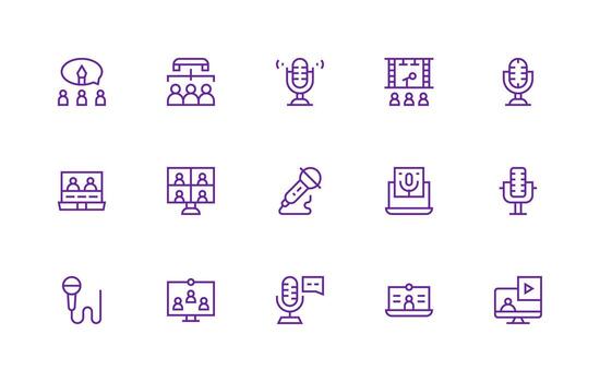 15 Regular Line Style Icons from Webinar Collection Functional Icon Series vector
