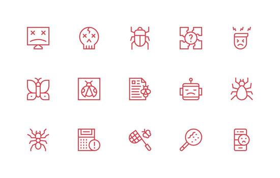 error conjunto con 15 regular línea íconos icono colección conjunto vector