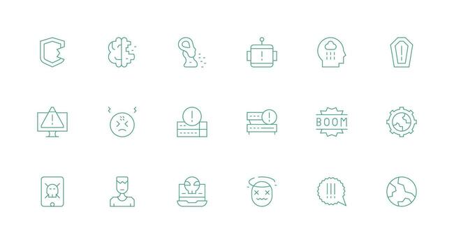 Minimal Line Icons from System Failure Set with 18 Vectors Full Icon Library for UI Designers