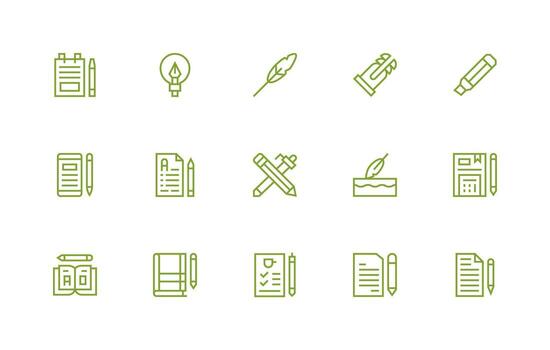 bolígrafo visual paquete conteniendo 15 regular línea íconos personalizable icono serie para móvil pantallas vector