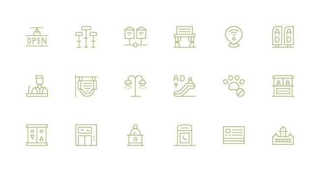 18 Minimal Line Icons for Public Graphics Multi-Style Icons for Creative Projects vector