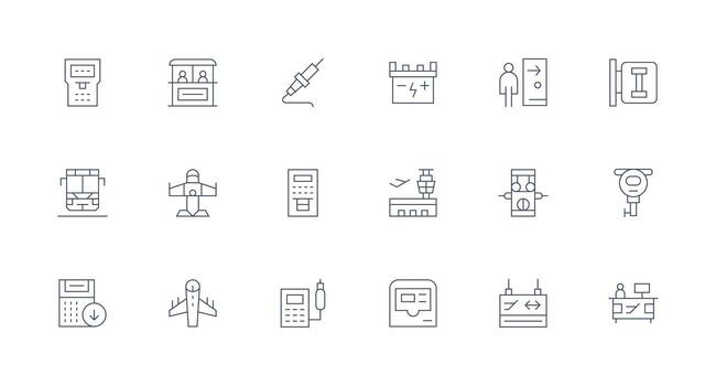 Terminal Design Icons featuring 18 in Minimal Line Style Icon Pack for UI vector