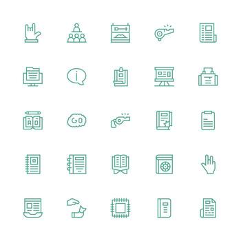 instrucción presentando 25 íconos en medio carrera contorno diseño escalable íconos para todas temas vector
