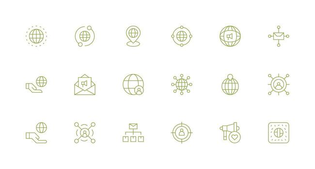 superar a icono conjunto con 18 mínimo línea gráficos bien estructurado íconos para creativo utilizar vector