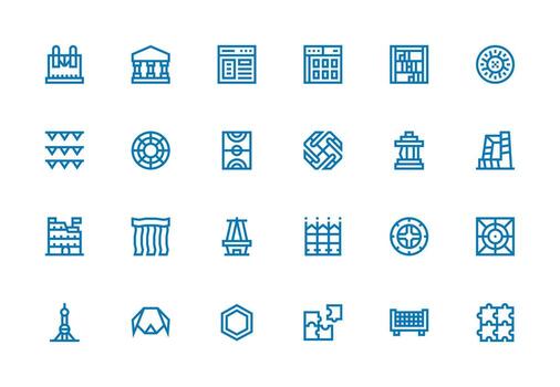 24 Icons for Framework in Thick Line Line Format Professional Icon Pack for Development Work vector