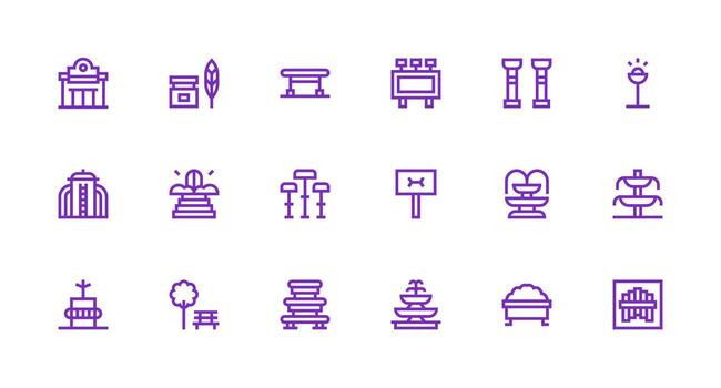 Strong Stroke Line Style Public Space Icons with 18 Vectors Interface Icons for Daily Use