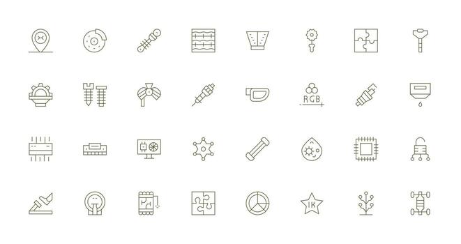 componente presentando 32 íconos en Delgado línea diseño flexible icono sistema para web interfaces vector