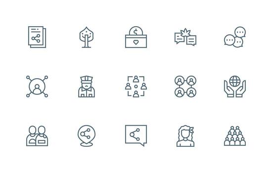 15 Regular Line Vectors for Community Theme Design Ready Icon Set for Teams