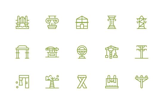 Support Structure featuring 15 Icons in Regular Line Design Scalable Icons for Cross-Platform Interfaces vector