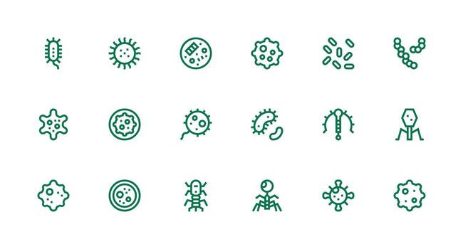 18 Strong Stroke Line Icons for Pathogen Graphics Well-Structured Icons for Creative Use vector