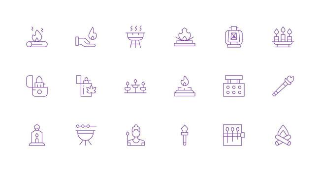 Flame featuring 18 Icons in Minimal Line Design Design Ready Icon Set for Teams vector
