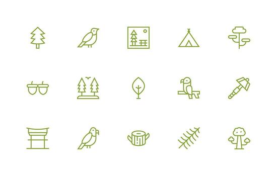 Regular Line Icons from Forest Set with 15 Vectors Reliable Icons for All Interfaces