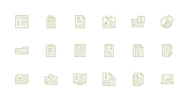 Summary Visual Pack containing 18 Minimal Line Icons Icon Set for Web vector