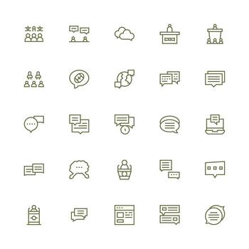 Forum Icon Set with 25 Medium Stroke Outline Graphics Icon Set for Web vector