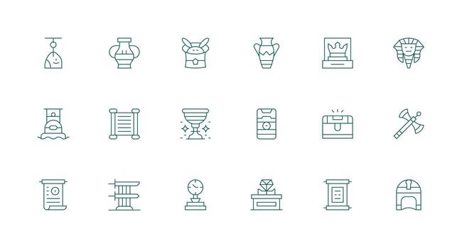 artefacto icono conjunto con 18 mínimo línea gráficos icono paquete para ui vector