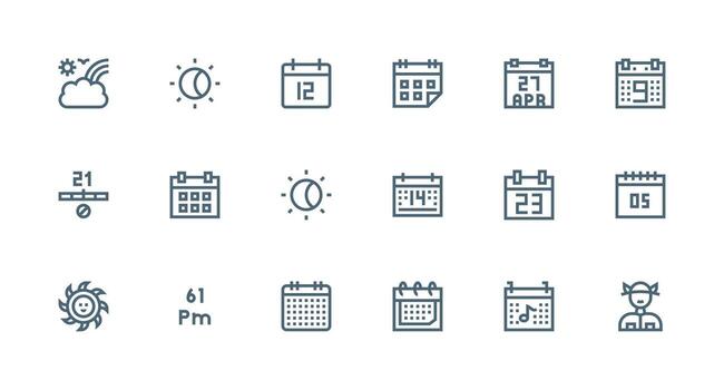 Strong Stroke Line Icons from Day Set with 18 Vectors All Device Compatible Icon Set