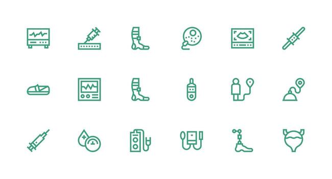 Strong Stroke Line Icons from Medical Device Set with 18 Vectors Design Ready Icon Set for Teams
