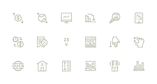 Decrease including 18 Minimal Line Illustrations Theme-Based Icon Pack vector