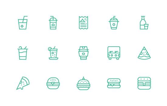 para llevar icono conjunto con 15 regular línea gráficos simplificado icono paquete para visual herramientas vector